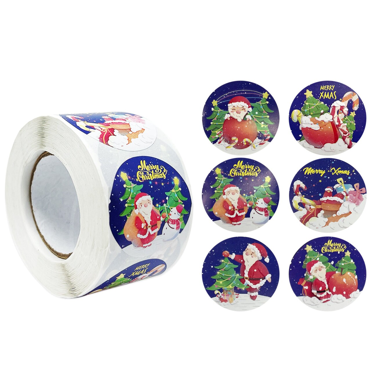 Wrapables Christmas Stickers Label Roll, Holiday Stickers for Sealing Cards, Envelopes, Gift Boxes, Festive Party Favors (500 pcs)